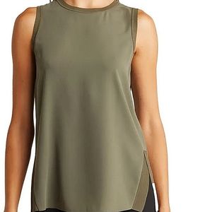 Theory Bonsai Forest Silk Combo Shell Tank Top Preppy Work Comfy Spring Summer